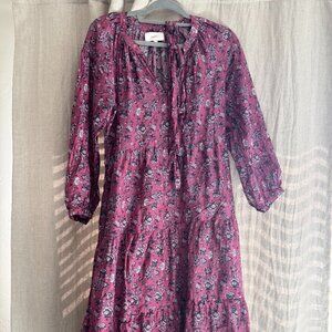Xirena Annieka Dress Floral Boho - Flared Cut Midi Pink